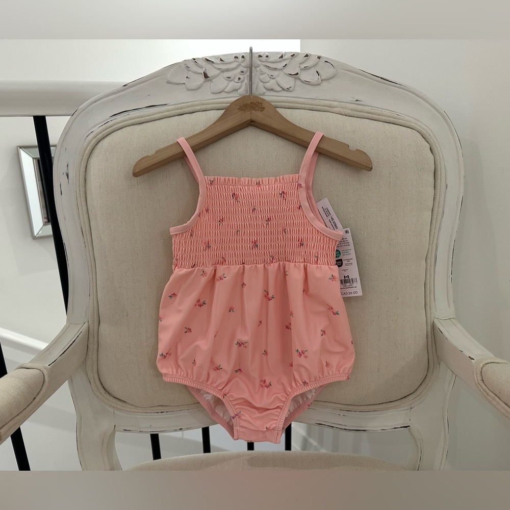 🩰 Baby 24 Mth Smocked Floral Bubble Onesie Swimsuit SPF 50 NWT by Oshkosh